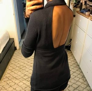 Burton Back Cutout Knit Sweater Blue Grey S